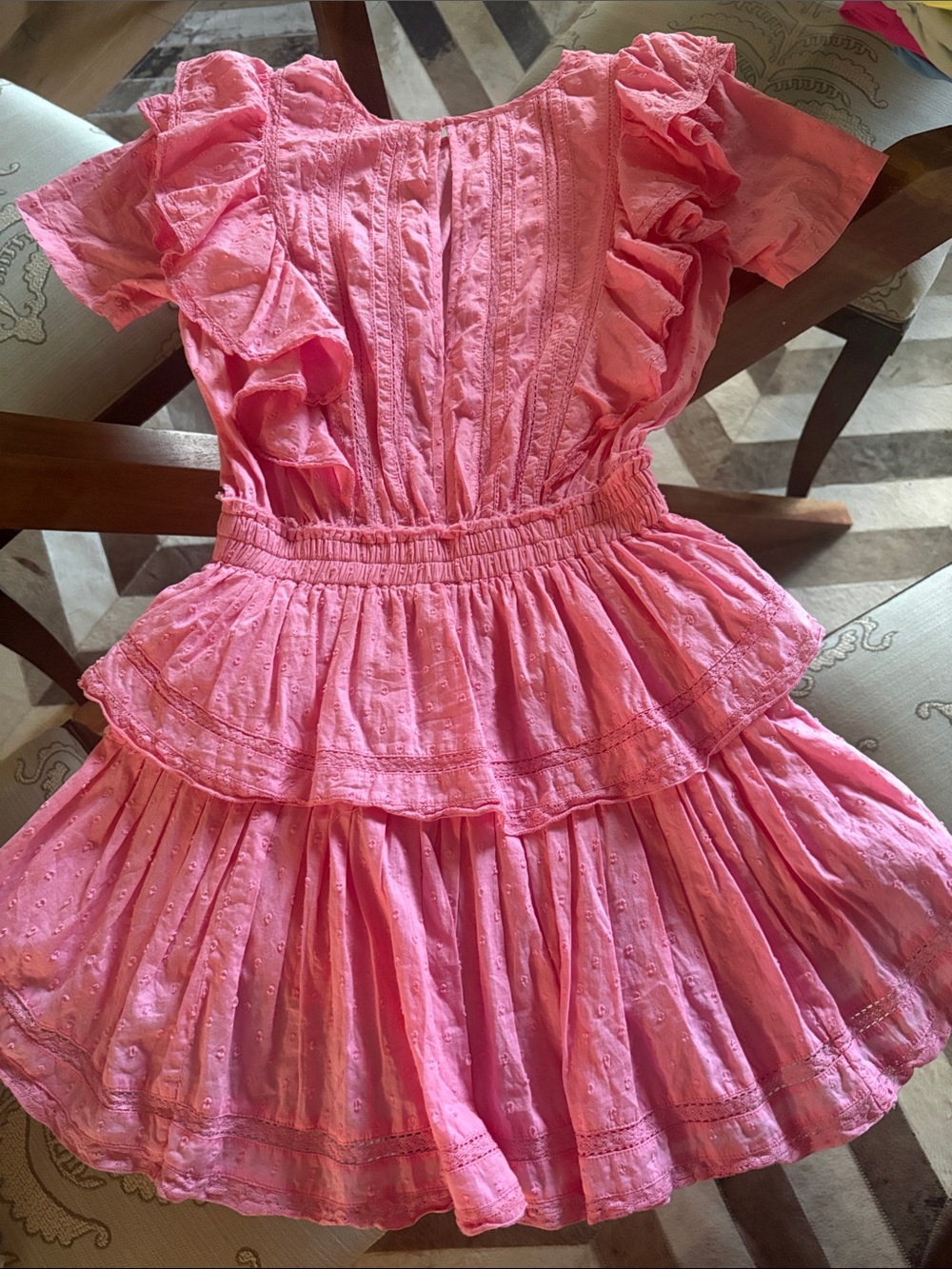 LoveShackFancy Pink Ruffled Eyelet Mini Dress - Picture 2 of 2